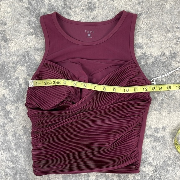 NWT Tavi Pleated Bra Tank Athletic Garnet Cabernet Maroon Sz XS - Picture 14 of 15